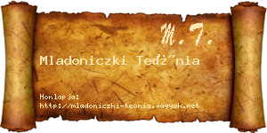 Mladoniczki Teónia névjegykártya